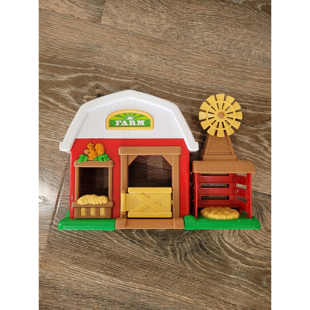 Red Toy Barn Playset with Spinning Windmill and Moving Gate Farmhouse Toddler